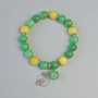 Chrysoprase and Citrine Bracelet, Smooth Beads, 10mm Diameter ±, Stretch, 18cm Length ±, with Metal Inserts