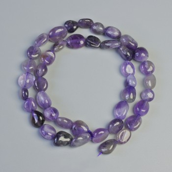Amethyst Beads, Natural Stone, Briolette Cut, Diameter 8x10 mm ±, Length 40 cm ± on a Thread