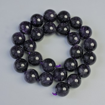 Amethyst beads, natural stone, smooth beads, diameter 16mm +/-, length 41cm +/- on thread