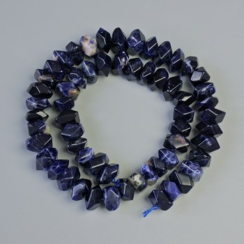 Sodalite Beads, Natural Stone, Faceted Rondelle, Diameter 10.5×6.5 mm, Length 38 cm on Thread