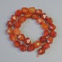 Carnelian beads, natural stone, faceted, diameter 10×12 mm, length approx. 36 cm on thread
