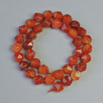 Carnelian beads, natural stone, faceted, diameter 9×10 mm, length 36 cm on a thread