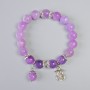 Sugilite and Amethyst-Toned Quartz Bracelet, smooth beads, 10.5 mm diameter ±, stretch, length 18 cm ± with metal inlays