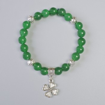 Chrysoprase bracelet with smooth beads, 8 mm diameter ± (stretch), length 18 cm ± with metal inserts