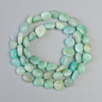 Amazonite natural stone tumbled beads, 8x9 mm diameter, 43 cm length on a thread