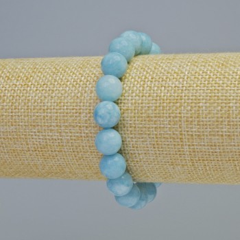Aquamarine bracelet with smooth beads, diameter 10.5 mm ± (stretch), length 18 cm ±