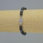 Shungite bracelet (single) with smooth beads, 6 mm diameter +/- (stretch), length 18 cm +/- with 'Eye' inlays