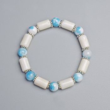 Bracelet with Aquamarine and White Agate