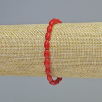 Bracelet with natural coral beads, 5×8 mm ± (stretch), length 18 cm+