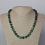 Green Cat's Eye Necklace with Natural Stone, Smooth Beads, 10.5 mm Diameter, 45–48 cm Length