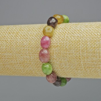 Bracelet 'Assortment' of natural stones, faceted, diameter 10x12 mm +/- (stretch), length 18 cm+