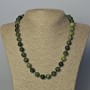 Necklace of Diopside, natural stone, smooth beads, diameter 10 mm, length 45–49 cm.