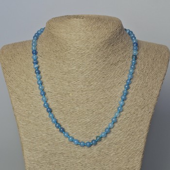 Aquamarine Necklace (synthetic) Smooth Beads, 6mm diameter, 45–49 cm long