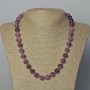Natural Rubellite Tourmaline Necklace, smooth beads, diameter 10.5 mm, length 45-49 cm