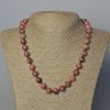 Rhodonite Necklace with natural stone, smooth beads, 10 mm diameter, length 45-49 cm