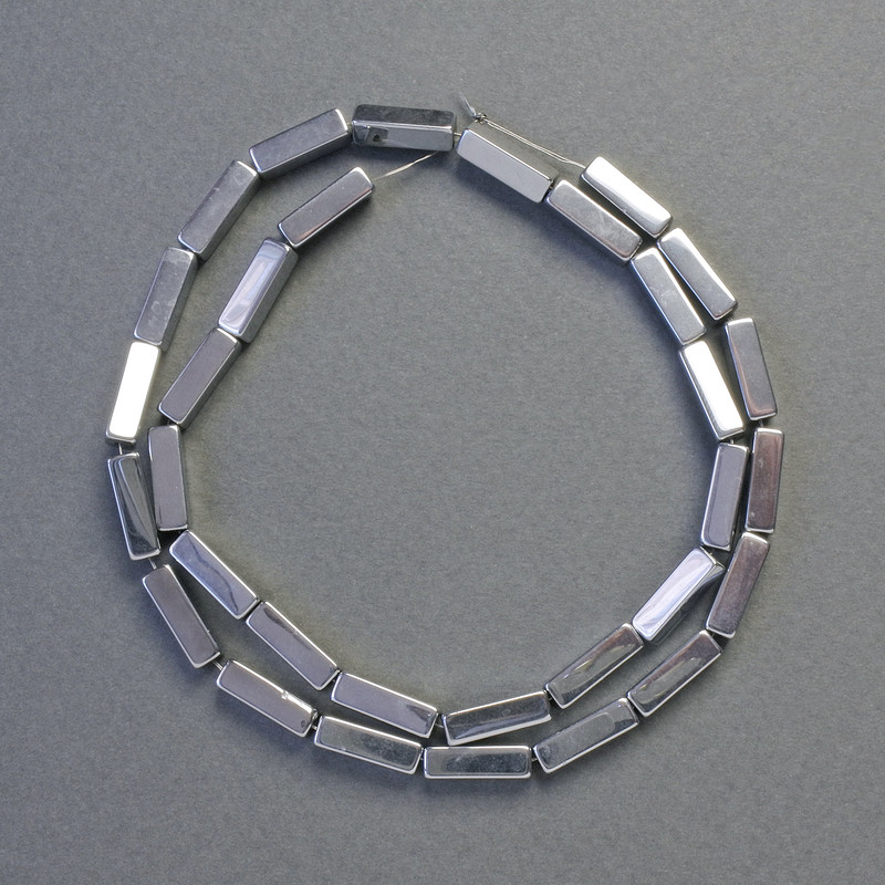 Hematite Beads, Rectangular, Silver Color, Diameter 12x4 mm, Length 42 cm, Strand