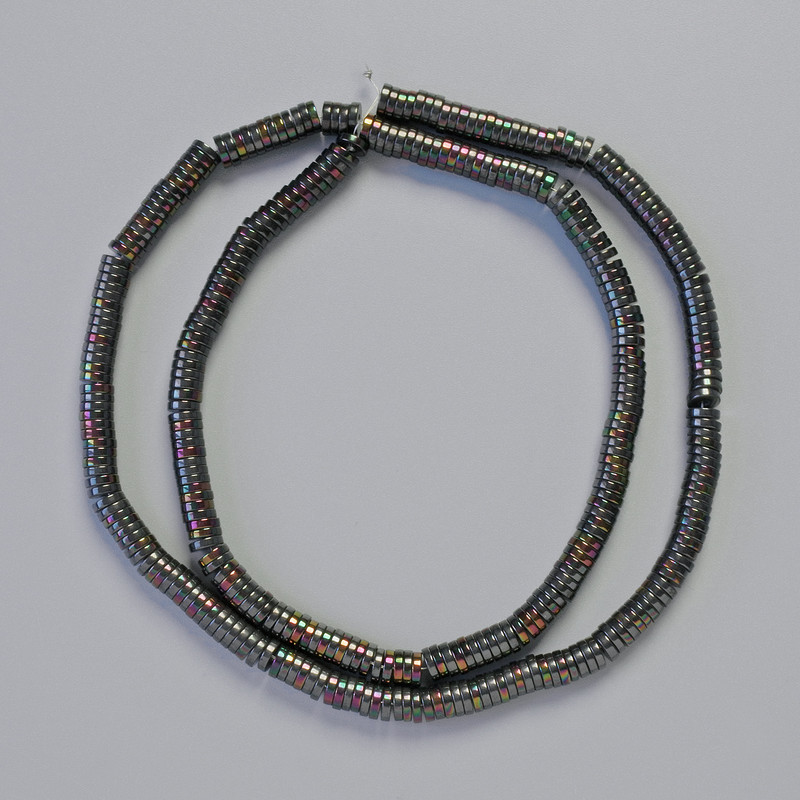 Hematite Rondelle Beads Multicolor Black, diameter 4x1 mm, 40 cm strand