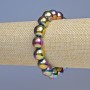 Hematite Bracelet in Gasoline Color Beads, 12mm Diameter, 18cm Length, Stretch