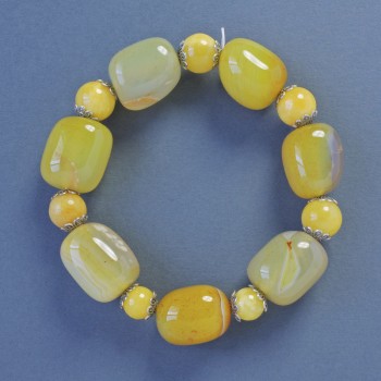 Yellow Agate Bracelet, Oval, 16×20 mm diameter ±, 10 mm bead diameter ±, length 18 cm ± stretch