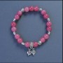 Tourmaline Bracelet (Synthetic) Smooth Beads, 8 mm Diameter, 18 cm Length, Elastic with Smiley Pendant