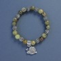 Green Grossular Garnet Bead Bracelet, 8 mm diameter, 18 cm length, Elastic with Snail Pendant