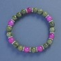 Bracelet with Serpentine and Tourmaline (Synthetic Acrylic) Smooth Beads, 8mm Diameter +/-, 18cm Length +/- on Elastic with Inserts