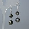 Sun Obsidian Earrings - natural stone, faceted, diameters 10x9 and 12x11 mm, length 4 cm, with ear hooks