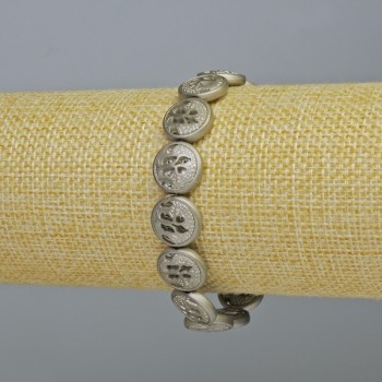 Hematite Bracelet, Matte Silver Color, Diameter 12×4.5 mm, Length 18 cm +/- (Stretch)