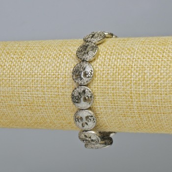 Hematite Bracelet 'Tree' Silver-colored, diameter 12.5×4.5 mm, length 18 cm +/- (stretch)