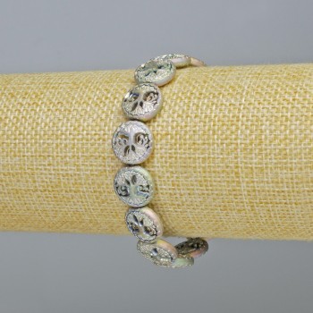 Hematite Bracelet 'Tree' Matte Chameleon Color, Diameter 12.5 x 4.5 mm, Length 18 cm +/- (stretch)