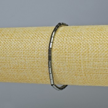 Hematite Bracelet - Cylindrical, Black Color, Diameter 5×3 mm, Length 18 cm ± (stretch)