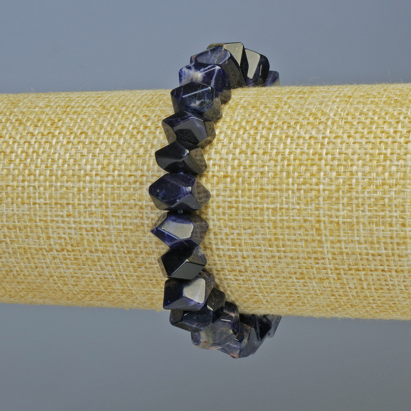 Sodalite bracelet with natural gemstone, faceted rondel, diameter 10.5×6.5 mm, length 18 cm ± (stretch)