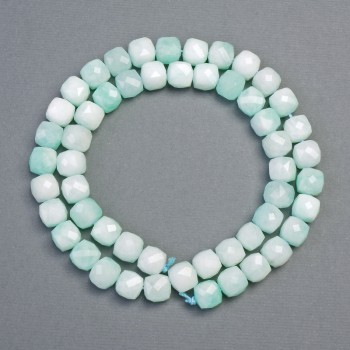 Faceted Angelite cube beads, 7x7 mm, length 37 cm ±
