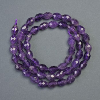 Amethyst Beads, Natural Stone, Faceted Bicone, Diameter 6x8 mm, Length about 39 cm on Thread