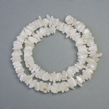 Adularia Beads, Natural Moonstone Chips, Diameter 8x2 mm, Length 40 cm on thread