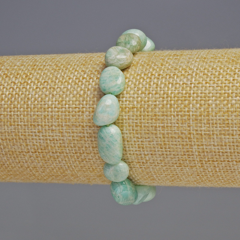 Amazonite bracelet, natural stone, faceted beads, diameter 10×12×5 mm ±, length 18 cm ±, stretch