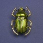 Brooch 'Scarab Beetle' with Green Enamel, Gold-Tone Metal 24x33 mm+