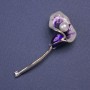 Brooch-pendant 'Viburnum Flower' Purple Enamel 52×23 mm Silver-tone Metal
