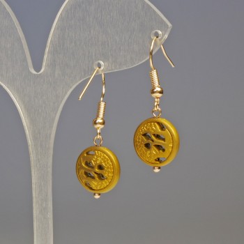 Hematite Earrings 'Golden Tree', assorted, diameter 12x4 mm, length about 3.2 cm