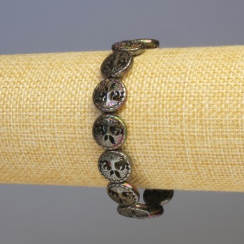 Hematite bracelet with bronze matte finish, variegated beads, diameter 12x4 mm, length 18 cm, stretch