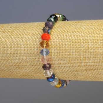 Multicolor Czech Glass Bracelet, bead size 8×6 mm, length 18 cm, stretch