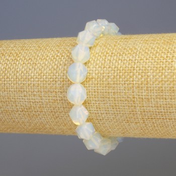 Bracelet Opalite, synthetic moonstone, faceted, diameter 8x8 mm ±, length 18 cm ±, stretch