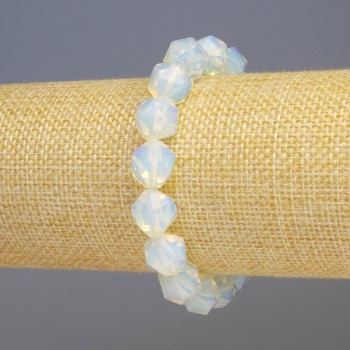 Opalite Bracelet, Synthetic Moonstone, Multifaceted, 11x11 mm diameter, 18 cm length, stretch