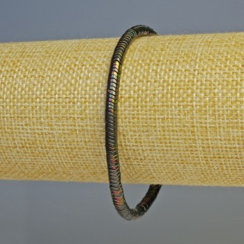 Hematite Rondelle Bracelet - Wave, Black Multicolor, Diameter 4×1 mm, Length 18 cm, Stretch