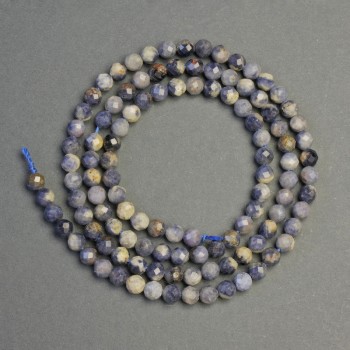Sodalite natural stone beads - faceted round beads, diameter 3.5 mm, length 39 cm