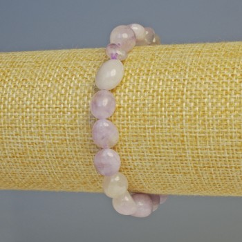 Kunzite bracelet, natural stone, faceted, diameter 13x9-8x7 mm, length 18 cm +/- stretch