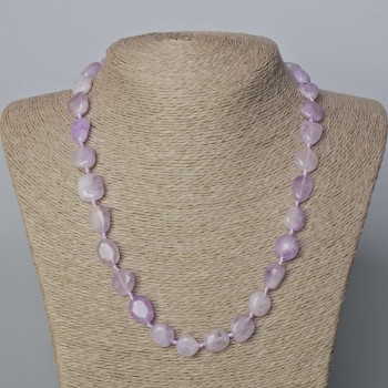Kunzite Necklace, natural stone, faceted beads, bead size 13x10 mm ±, length 50 cm ±