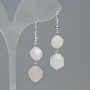 Rose quartz earrings with a faceted ball, diameter 10.5–8.5 mm+