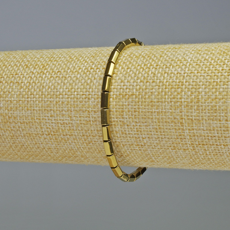 Hematite Bracelet with Rounded Hexagons, Gold Color, 5x4 mm Diameter, 18 cm Length, Stretch