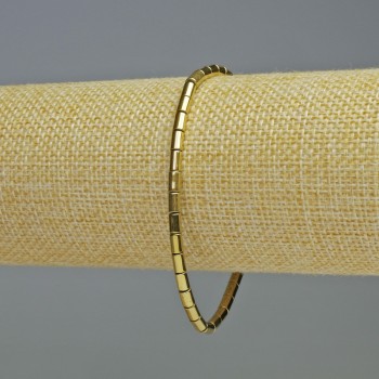 Hematite bracelet with cylindrical beads, gold color, 5×3 mm, length 18 cm, elastic